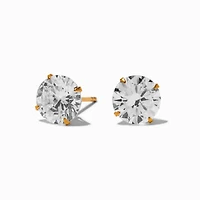 C LUXE by Claire's Gold-tone Titanium Cubic Zirconia 8mm Round Stud Earrings