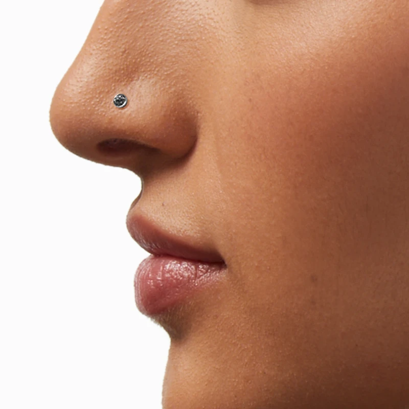 20G Silver-tone Stainless Steel Cubic Zirconia Nose Studs - 6 Pack