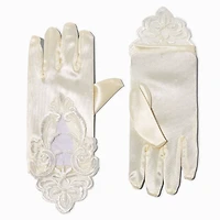 Claire's Club Special Occasion White Satin Embroidered Gloves - 1 Pair