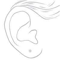 C LUXE by Claire's Silver-tone Titanium Cubic Zirconia 4mm Round Stud Earrings