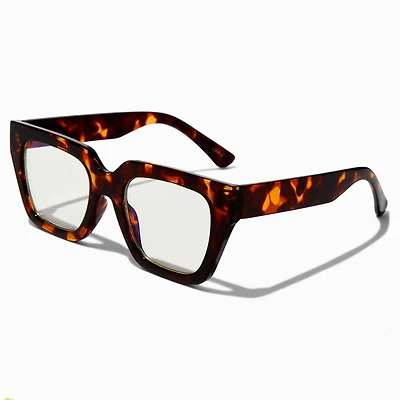 Solar Blue Light Reducing Oversized Tortoiseshell Rectangular Clear Lens Frames