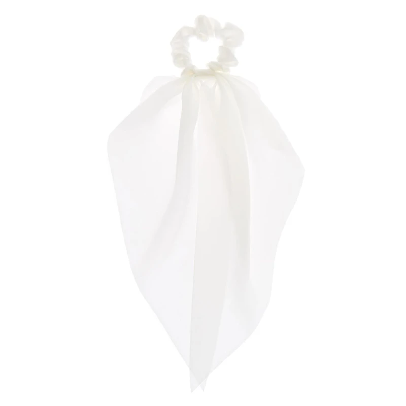 White Small Hair Scrunchie Scarf