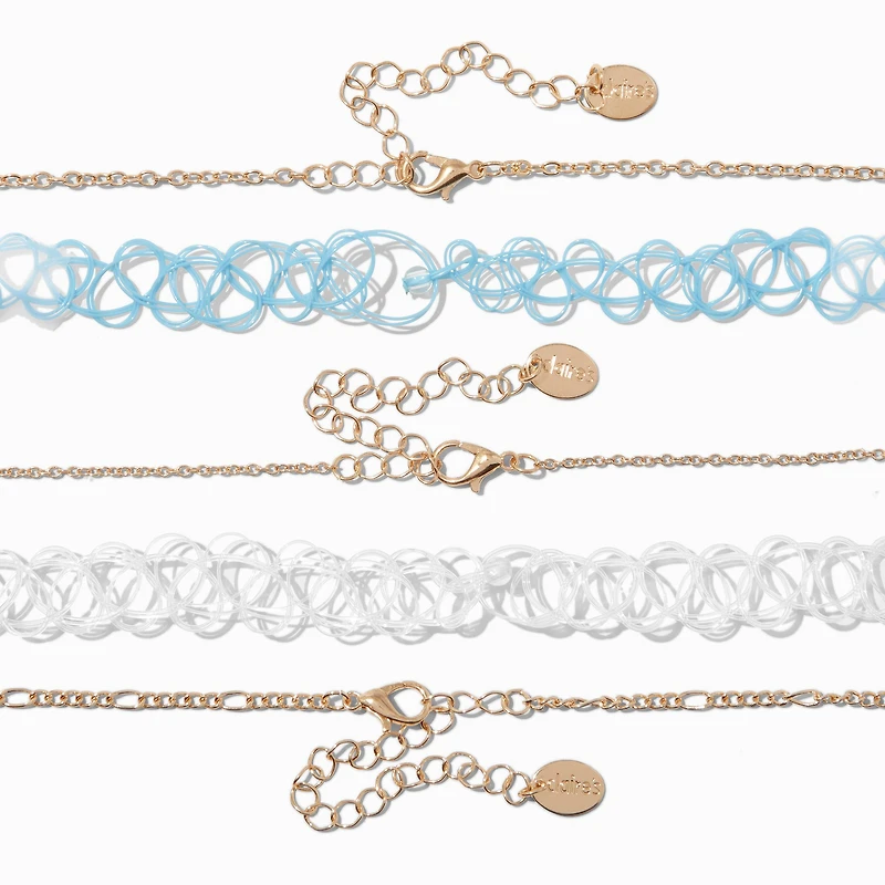 Gold-tone Chain, Y2K Beaded & Tattoo Choker Necklaces - 5 Pack
