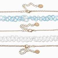 Gold-tone Chain, Y2K Beaded & Tattoo Choker Necklaces - 5 Pack