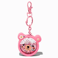 Pink Bear Face Water-Filled Glitter Keychain