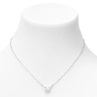 Silver-tone Cubic Zirconia Butterfly Pendant Necklace