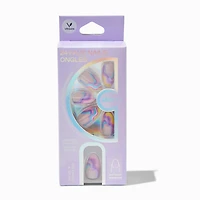 Rainbow Swirl Almond Vegan Faux Nail Set - 24 Pack