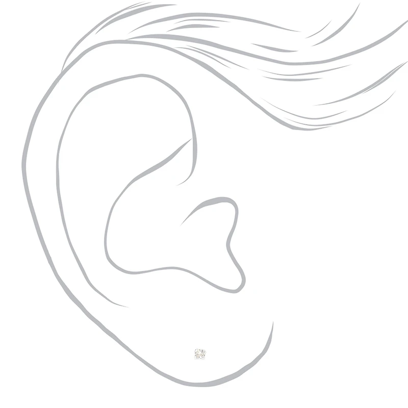 C LUXE by Claire's Sterling Silver Cubic Zirconia 2mm Round Stud Earrings 