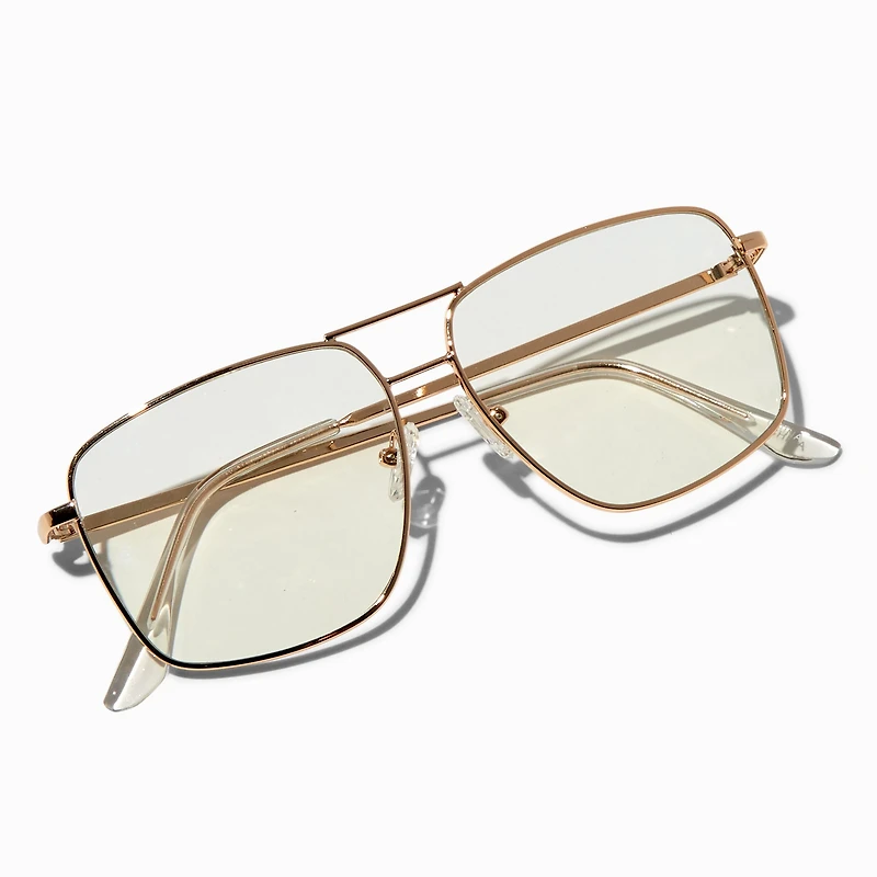 Gold-tone Metal Aviator Clear Lens Frames