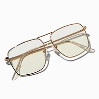 Gold-tone Metal Aviator Clear Lens Frames