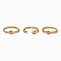 20G Gold-tone Titanium Twisted Spike Nose Hoops - 3 Pack