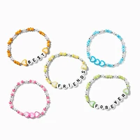 Best Friends Neon Heart Seed Bead Stretch Bracelets - 5 Pack