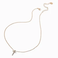 Gold-tone Crystal Cross Pendant Necklace