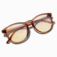 Solar Blue Light Reducing Crystal Brown Oval Clear Lens Frames