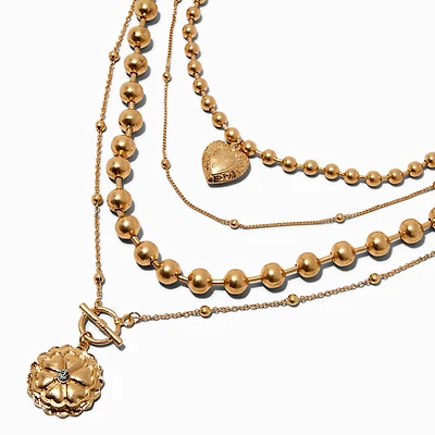 Gold-tone Four Layer Multi-Strand Necklace