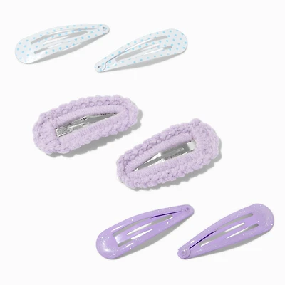 Claire's Club Purple Mixed Snap Hair Clips - 6 Pack