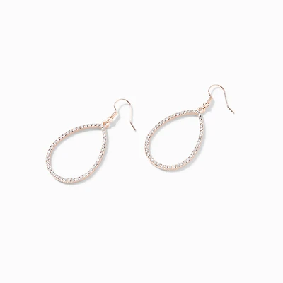 Rose Gold 2.5" Crystal Teardrop Drop Earrings