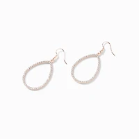 Rose Gold 2.5" Crystal Teardrop Drop Earrings
