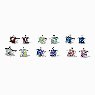 Rainbow Scale Turtle Stud Earrings - 6 Pack