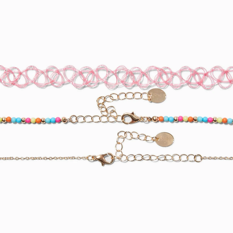 Aloha Beaded Choker Necklaces - 3 Pack
