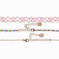Aloha Beaded Choker Necklaces - 3 Pack