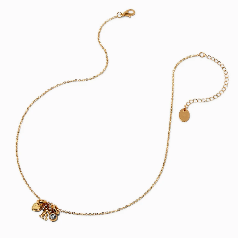 Gold-tone Initial Charm Pendant Necklace