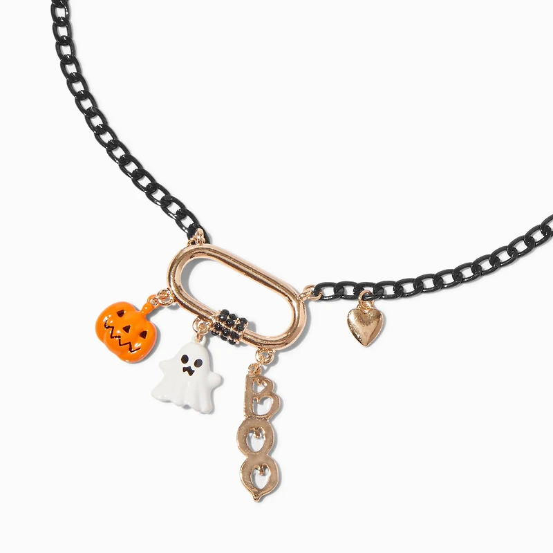 Halloween Icons Gold Bar Charm Necklace