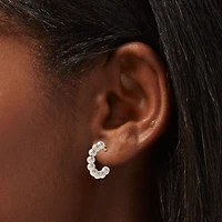 Gold-tone Pearl & Crystal Hoop Earring Stackables - 3 Pack 