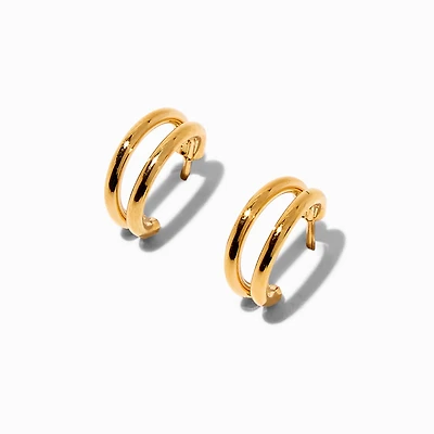 C LUXE by Claire's 18kt Gold Plated 12mm Split Double Half Hoop Earrings