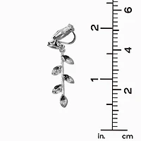 Silver-tone Crystal Vine 1.5" Clip-On Drop Earrings
