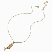 Gold-tone Articulated Fish Pendant Necklace