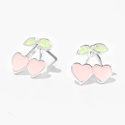Color Change Glitter Cherry Heart Stud Earrings