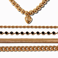 Gold-tone Multi Chain Bracelet Set - 5 Pack 