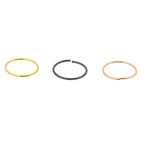 22G Mixed Metal Sterling Silver Hoop Nose Rings - 3 Pack