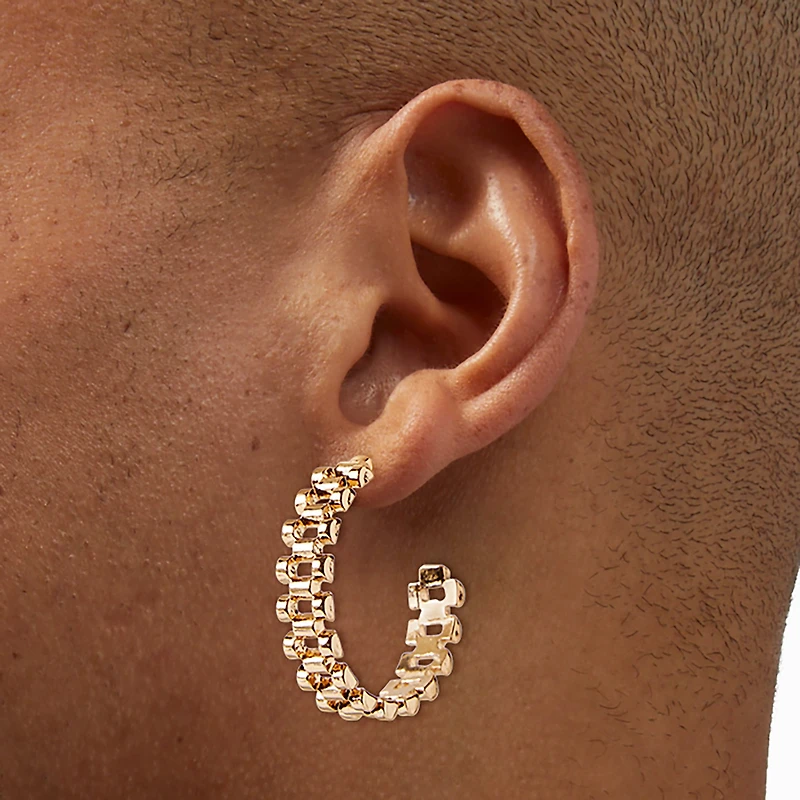 Gold-tone Watch Band 60mm Hoop Earrings