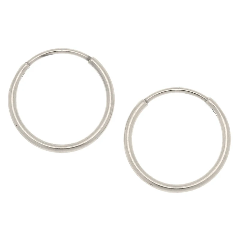 C LUXE by Claire's Silver-tone Titanium 10mm Sleek Hoop Earrings