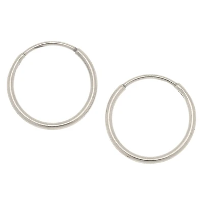 C LUXE by Claire's Silver-tone Titanium 10mm Sleek Hoop Earrings