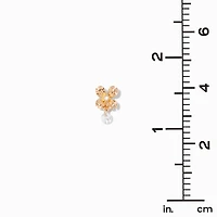 Gold-tone Flower Cubic Zirconia Charm Stud Earrings