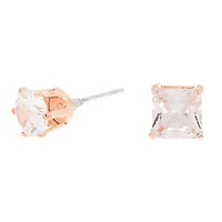 Rose Gold-tone Cubic Zirconia 6mm Round Stud Earrings