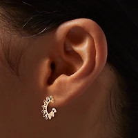 Gold-tone Spikey Cross Earring Stackables Set - 3 Pack