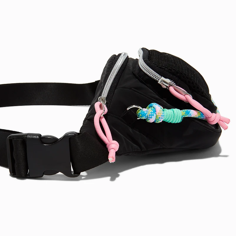 Black Nylon Cord Belt Bag