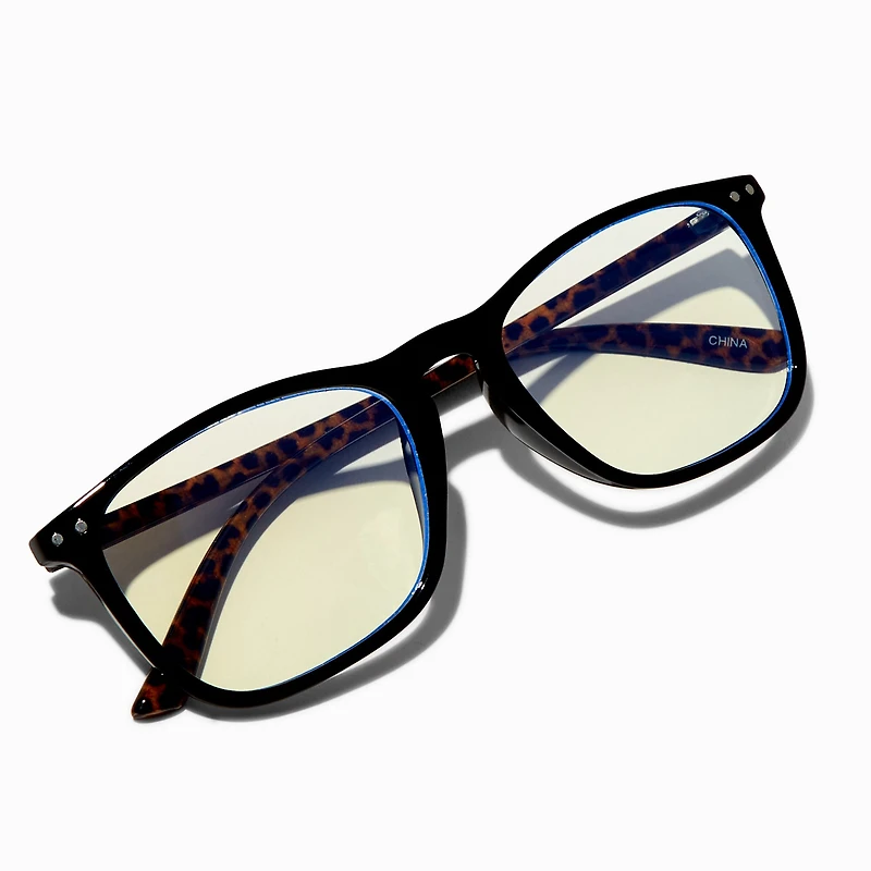Solar Blue Light Reducing Cheetah Rectangular Clear Lens Frames