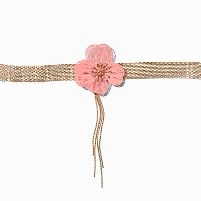 Coral Flower Fringe Choker Necklace