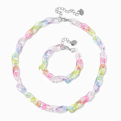 Claire's Club Rainbow Acrylic Chunky Chainlink Jewelry Set - 2 Pack