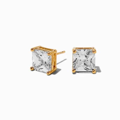C LUXE by Claire's 18kt Gold Plated Cubic Zirconia 8mm Square Stud Earrings