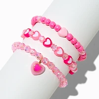 Pink Heart Stretch Bracelets - 3 Pack