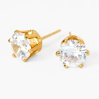 C LUXE by Claire's 18kt Gold Plated Cubic Zirconia 7mm Round Stud Earrings