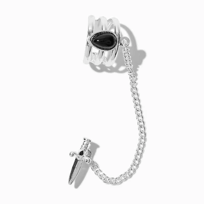 Silver-tone Dagger & Ear Cuff Connector Earring