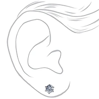 Silver-tone Cubic Zirconia 5mm Round Cupcake Stud Earrings