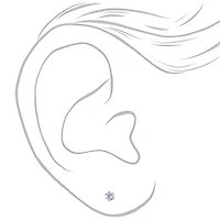 Clear Cubic Zirconia 3mm Round Stud Earrings